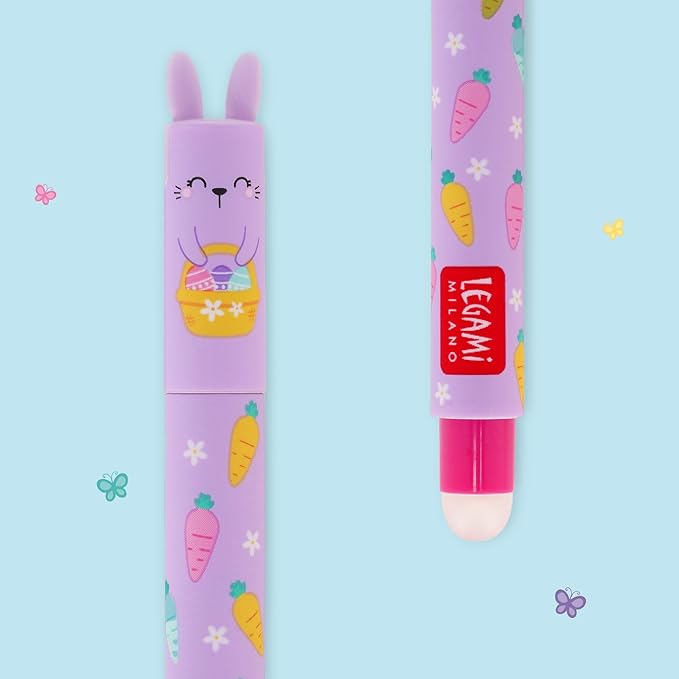 Legami MIlano - Set 2 Penne Cancellabili Rosa-Viola Limited Edition Hoppy Easter
