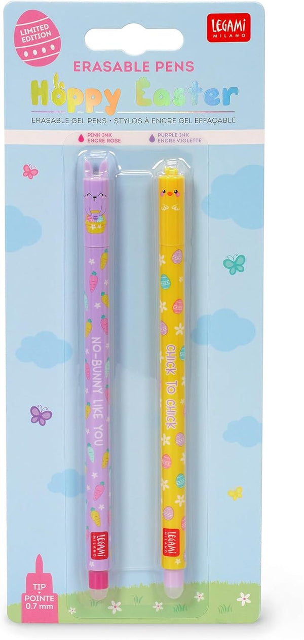 Legami MIlano - Set 2 Penne Cancellabili Rosa-Viola Limited Edition Hoppy Easter