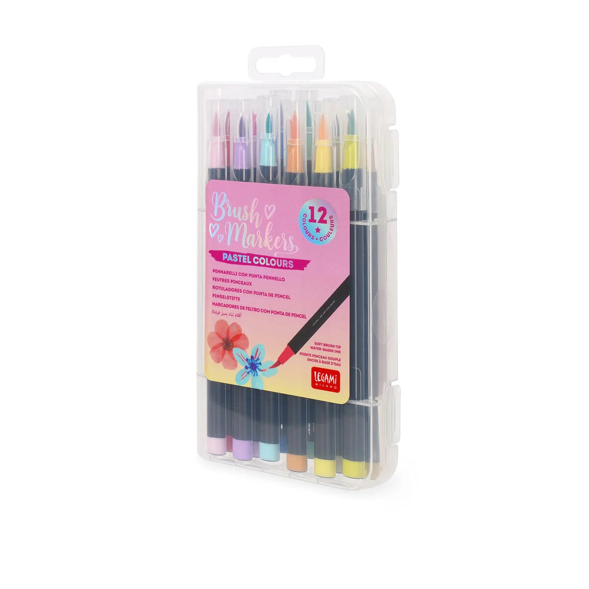 Legami Milano - Set di 12 Pennarelli con Punta Pennello Pastel Colours - Brush Markers