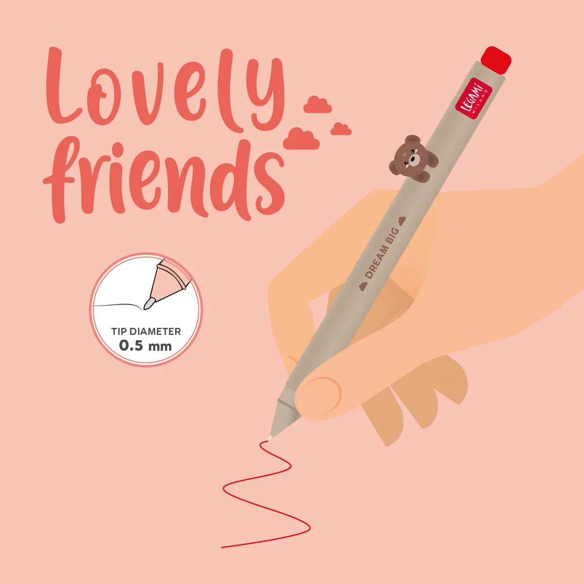 Legami Milano - Penna Gel con Animaletto Decorativo - Lovely Friends