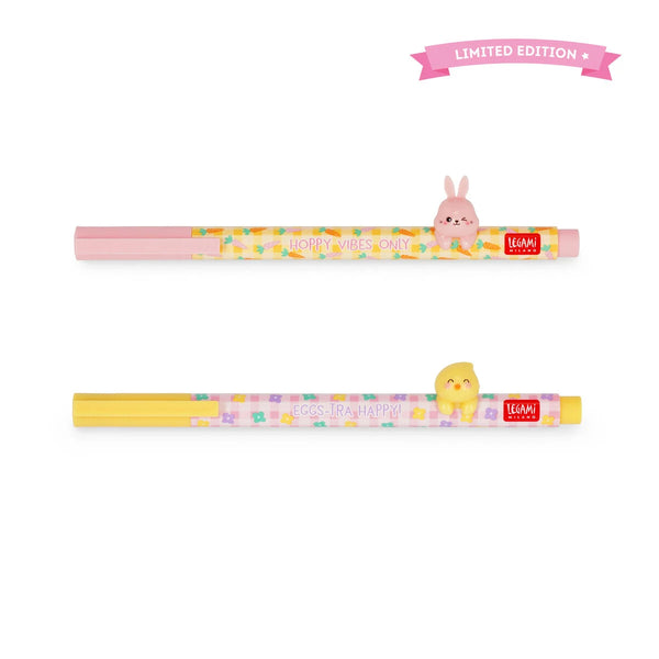 Legami Milano - Set di 2 Penne Gel con Animaletto Decorativo - Lovely Friends - Hoppy Easter