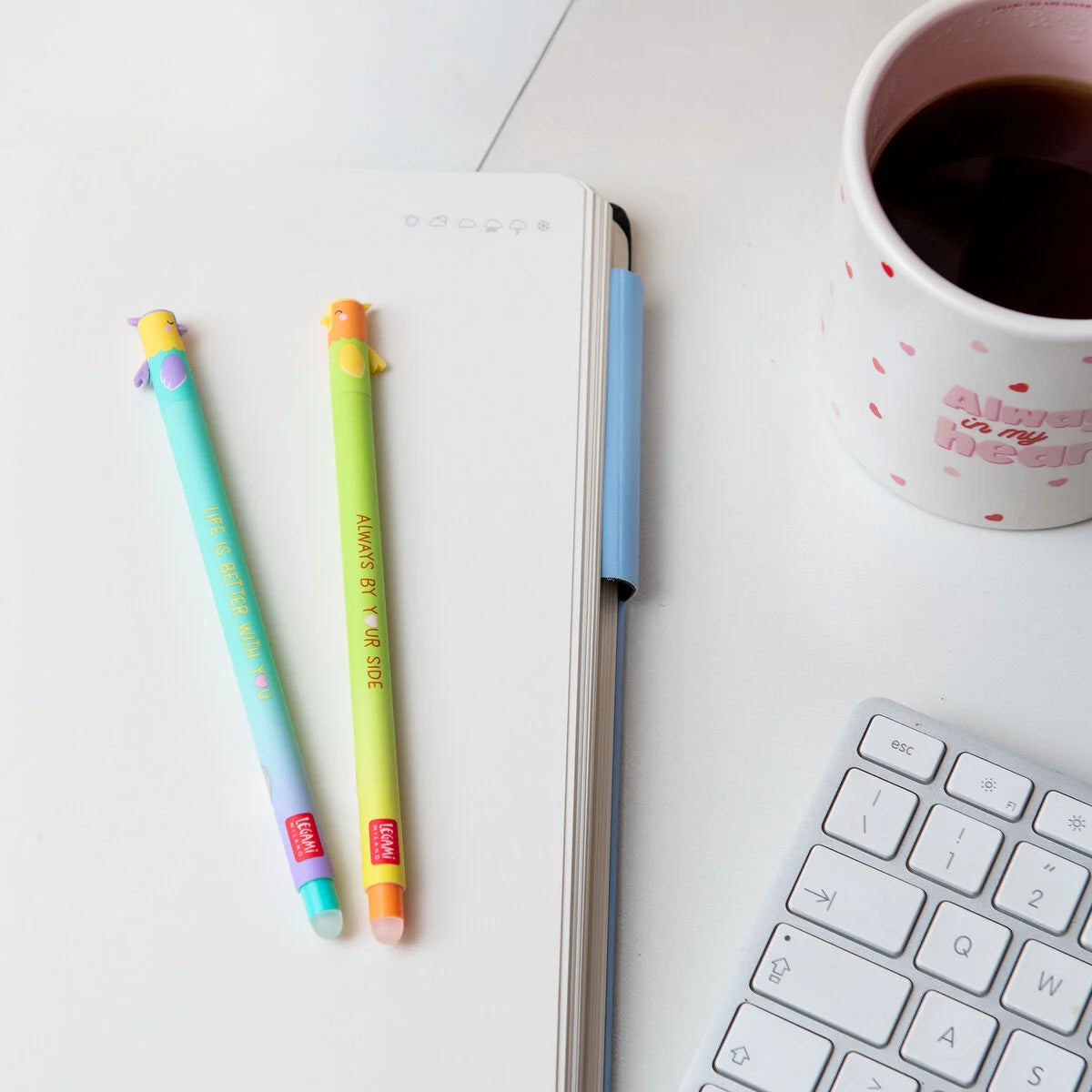 Legami Milano - Better Together - Set di 2 penne gel cancellabili - Meglio insieme