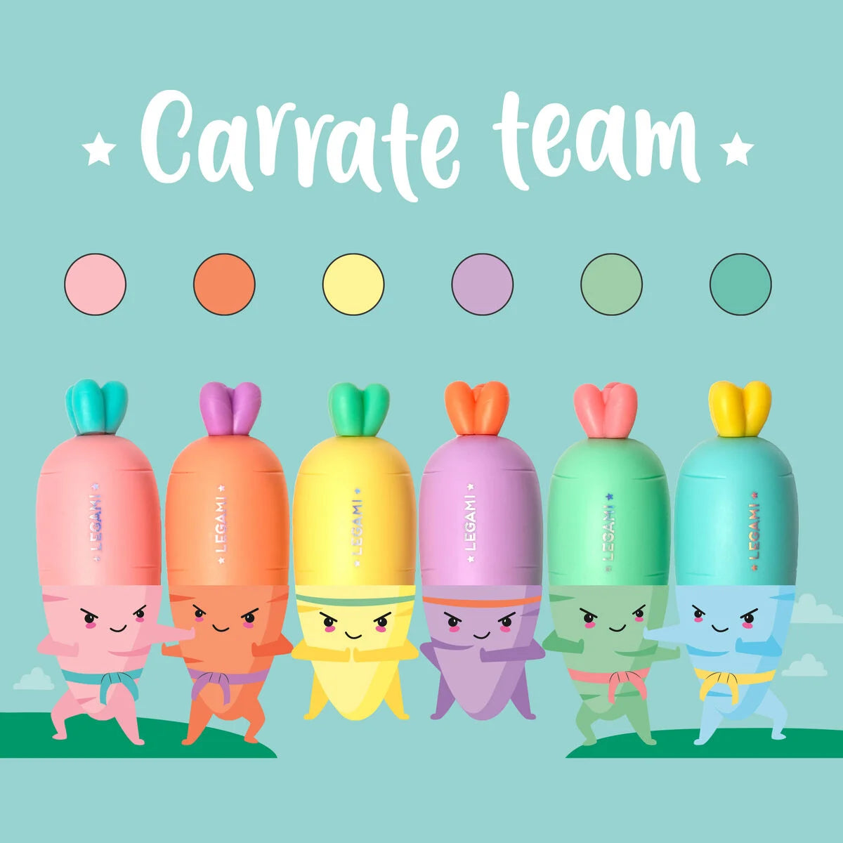 Legami Milano - Set di 6 Mini Evidenziatori - Carrate Team