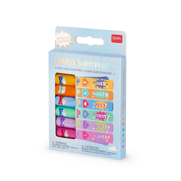 Legami Milano - Set di 6 Mini Evidenziatori - Teddy's Superpower