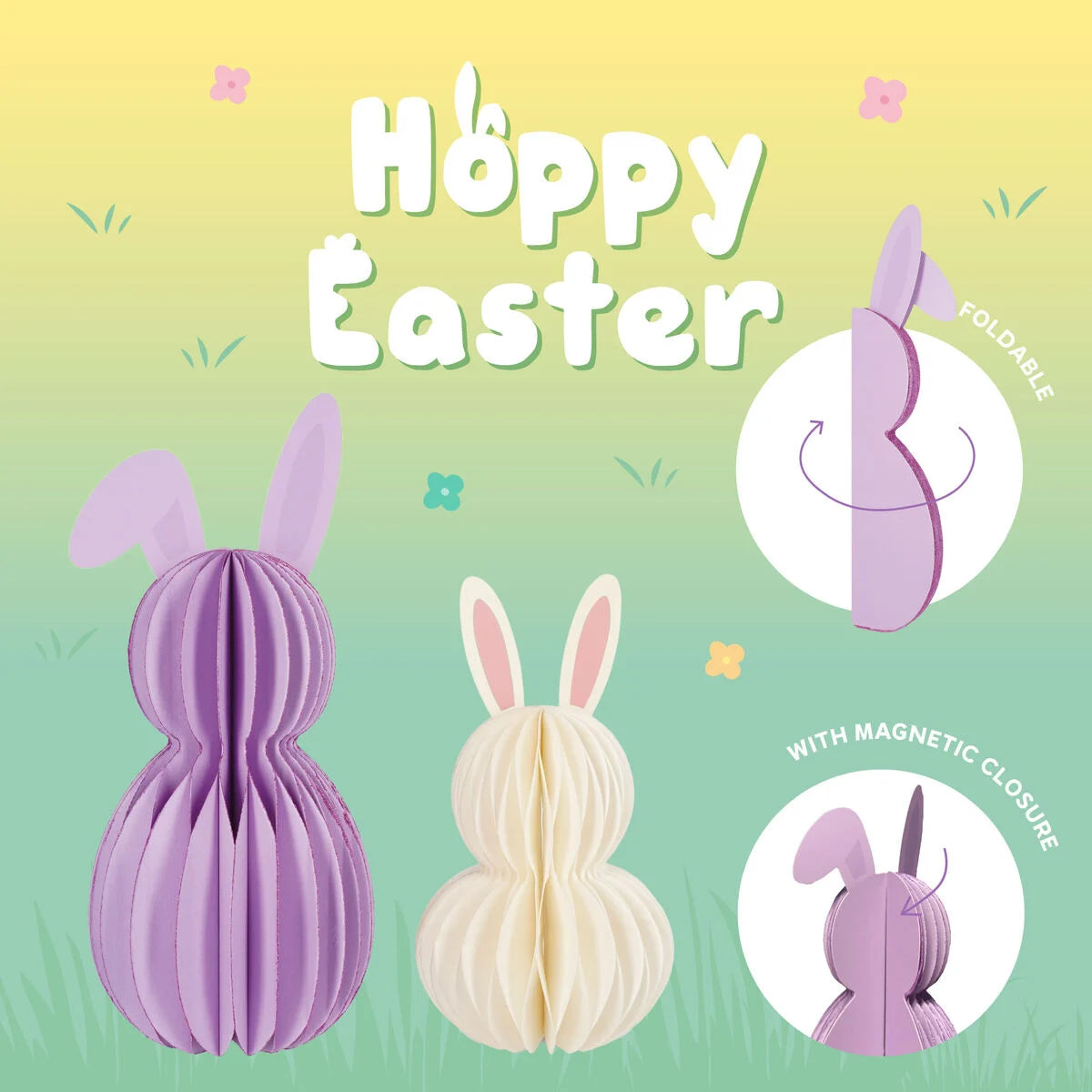 Legami Milano - Set di 2 Coniglietti Pieghevoli in Carta - Hoppy Easter