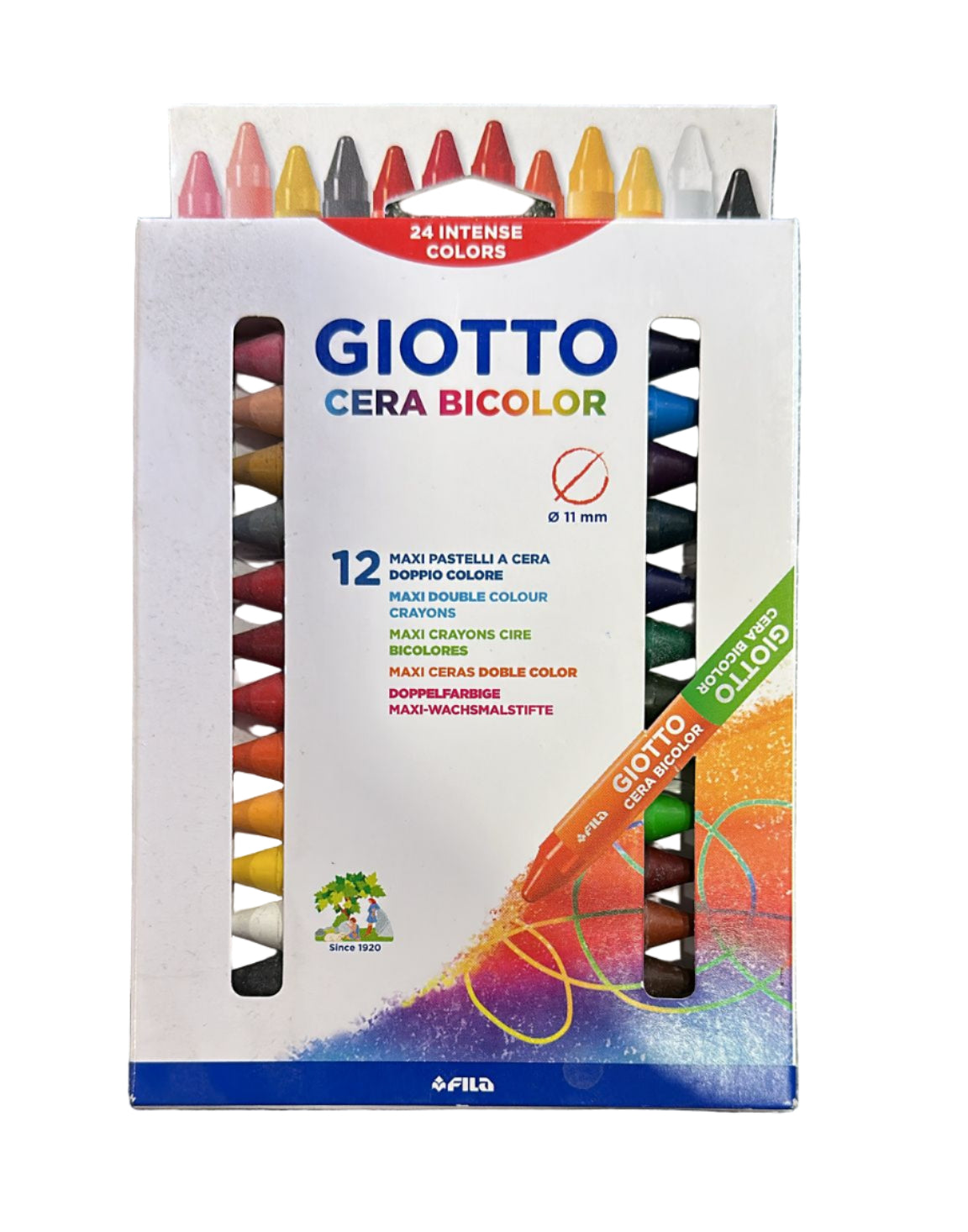Fila - Giotto pastelli a cera maxi bicolor confezione da 12pz (doppio colore)