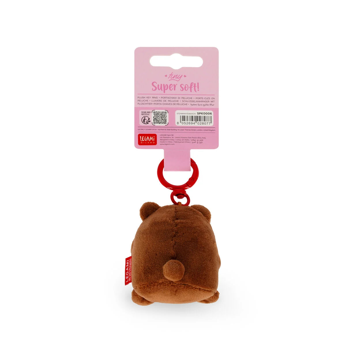 Legami Milano - Teddy Bear Plush Key Ring - Tiny Super Soft! - portachiavi