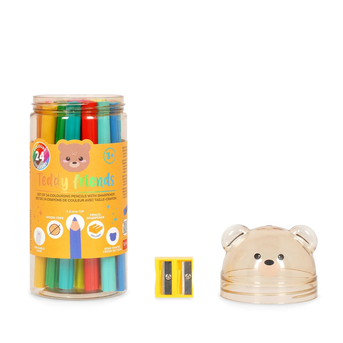 Legami Milano - Set di 24 Matite Colorate con Temperino - Teddy Friends