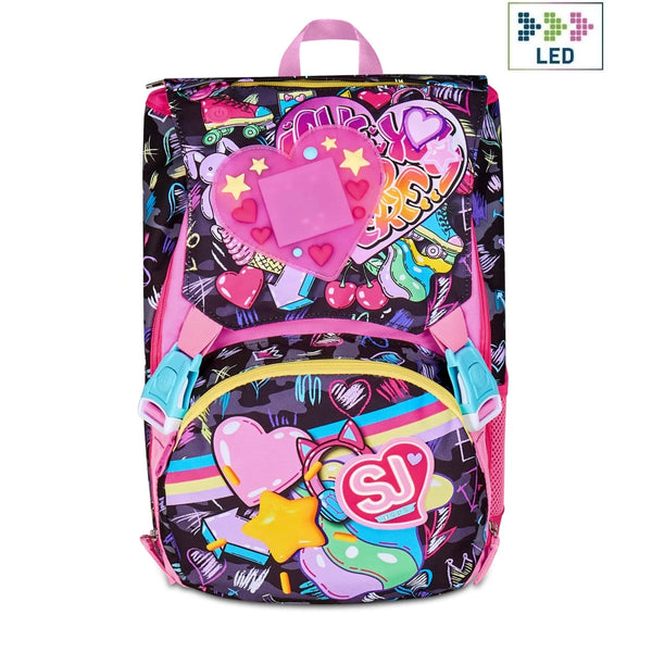 Seven Junior - Zaino SJ Estensibile Big Bambina - GAME LED GIRL - Cuore con Luce
