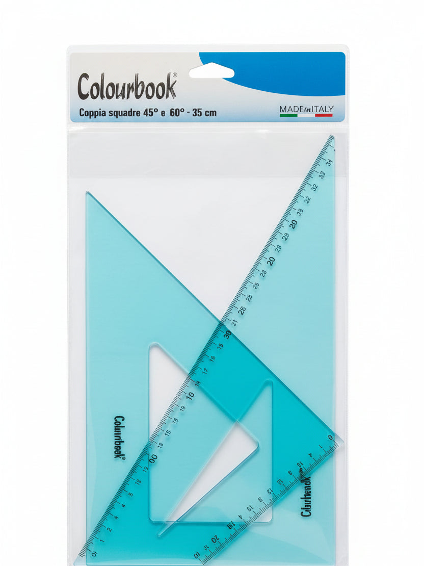 Colourbook - Coppia squadre 45° e 60° da 30 cm o 35 cm