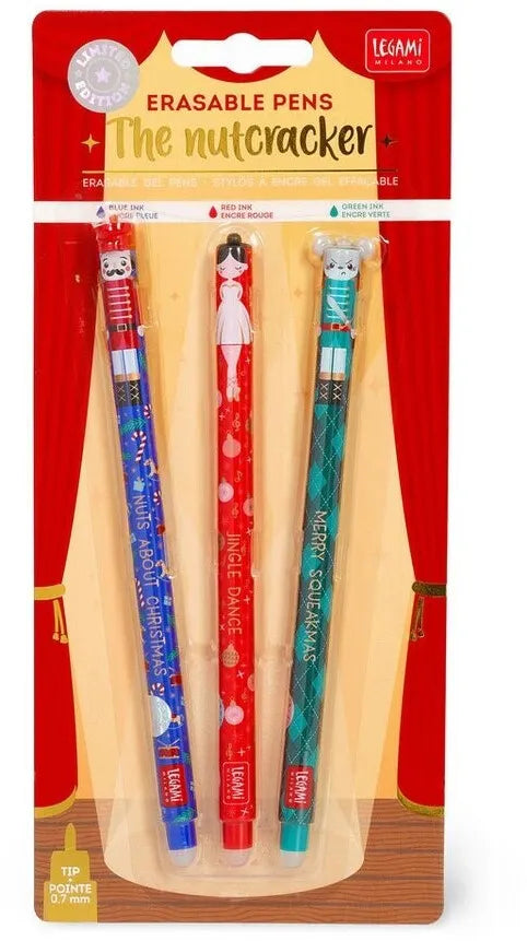 Legami Milano - Lo Schiaccianoci  - Set di 3 Penne Cancellabili