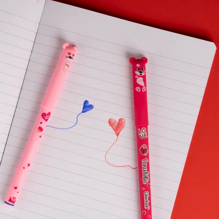 Colourbook Set 2 Penne Gel Cancellabili Cancellotte In Love