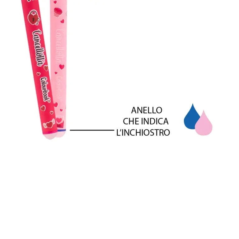 Colourbook Set 2 Penne Gel Cancellabili Cancellotte In Love
